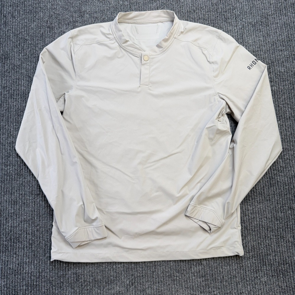 Rhone Shirt Mens Medium Beige Momentum Golf Snap Henley Crewneck Performance